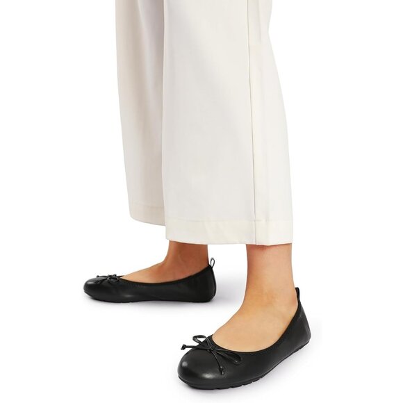 Dream Pairs Women Black Faux Leather Round Toe Bowknot Foldable Ballerine Shoes - Picture 9 of 9